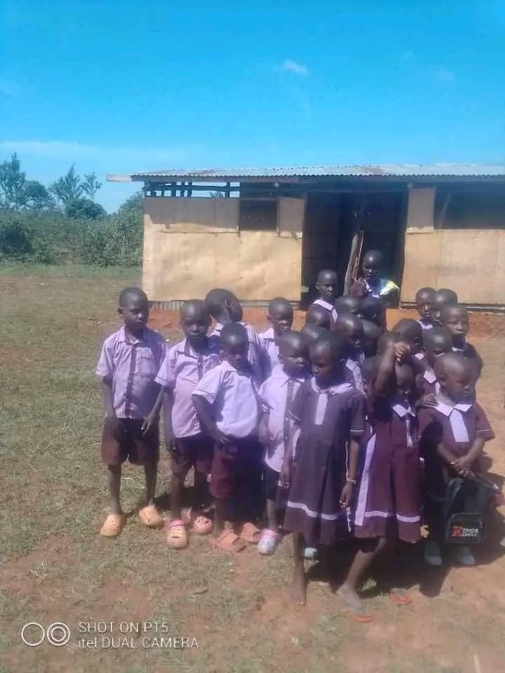 School children seated together